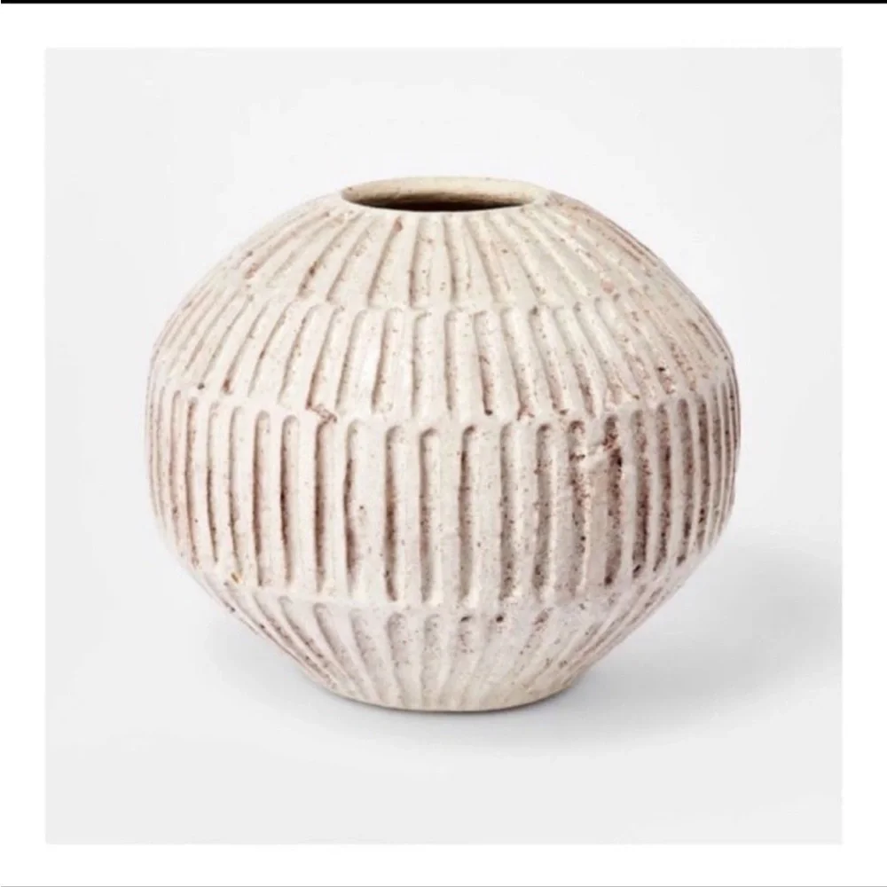 Studio McGee Carved Vase Cream Small